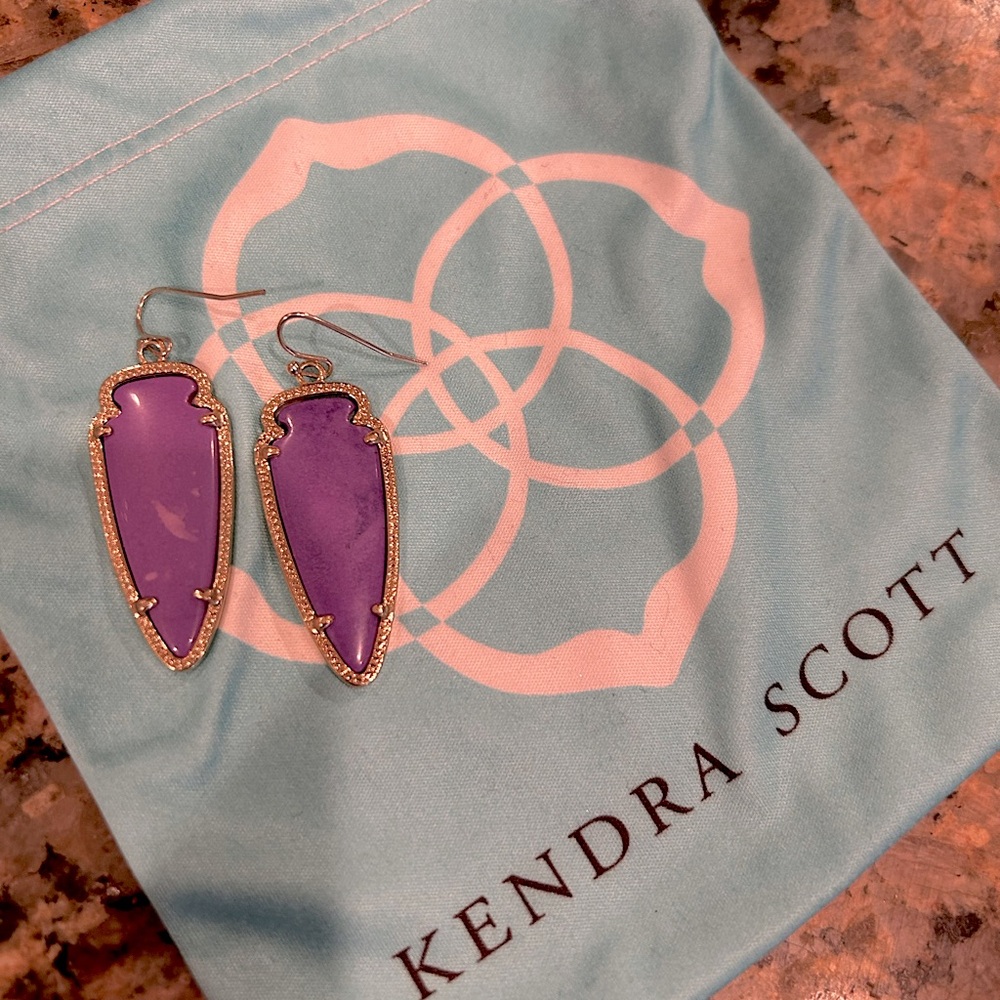 Kendra Scott arrowhead purple earrings